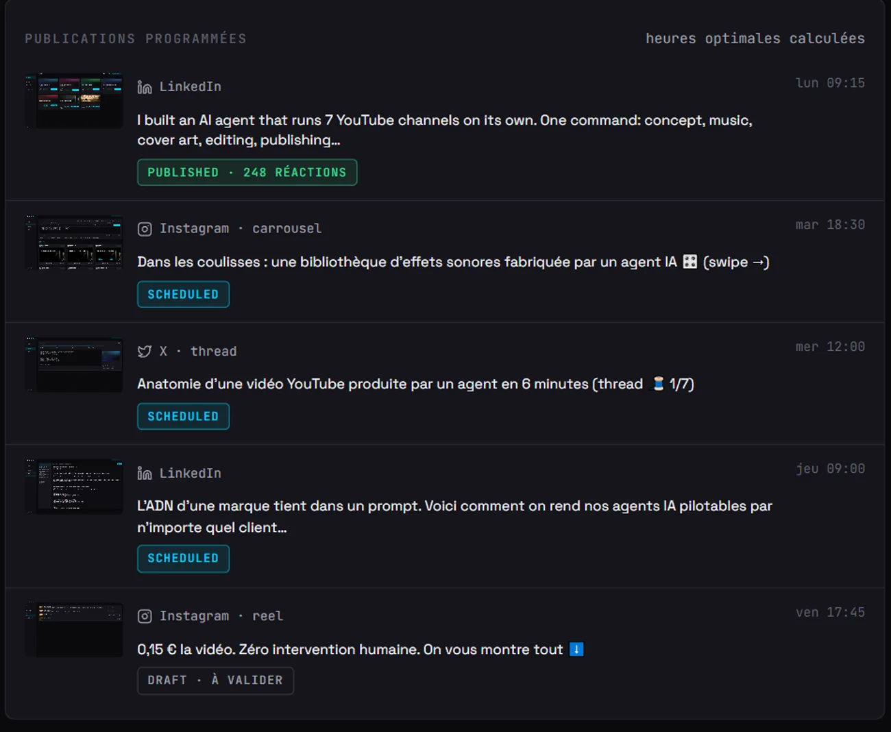 AUTOPOST — La semaine, déjà programmée